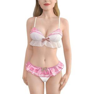 Women Pink Magical Girls Nightwear Sexy Panties  Bikini Designs Set
